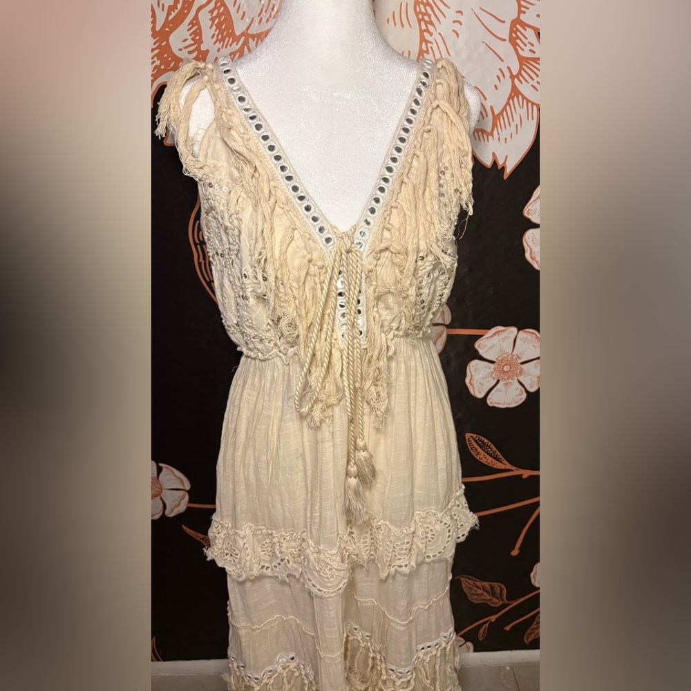 Boho Lace Maxi Dress — Cream - Picture 4 of 8